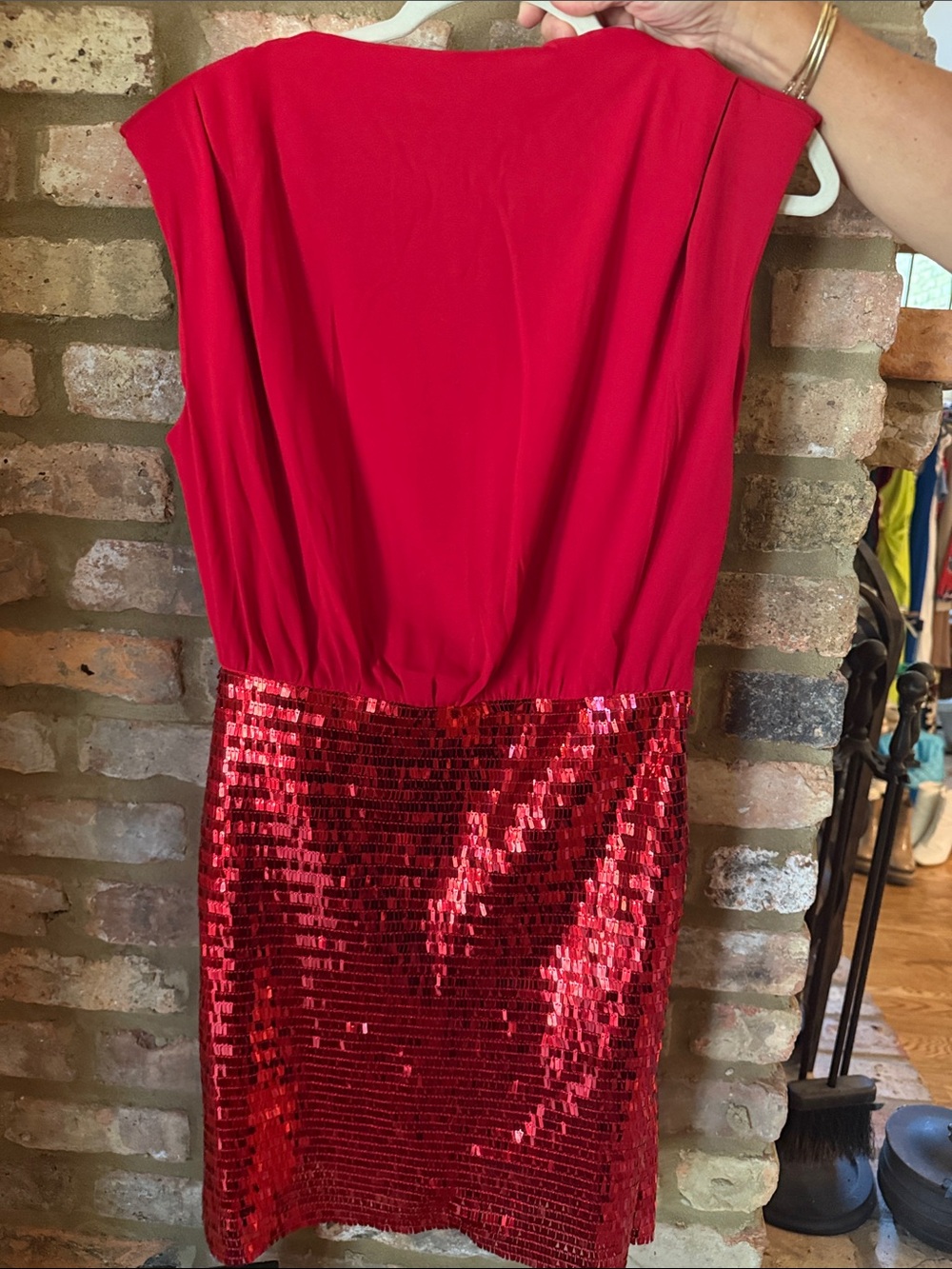 Astr Red Sequin Mini Dress with Fitted Bodice